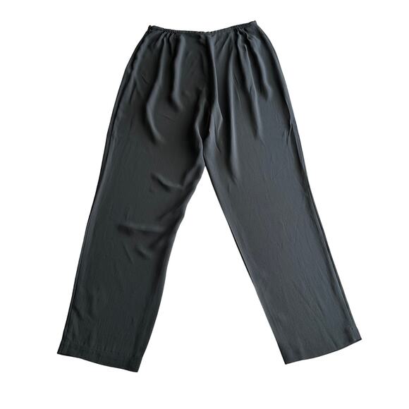 Eileen Fisher 100% Silk Side Zip Tailored Career Professional Dark Grey Pants M - Picture 2 of 9